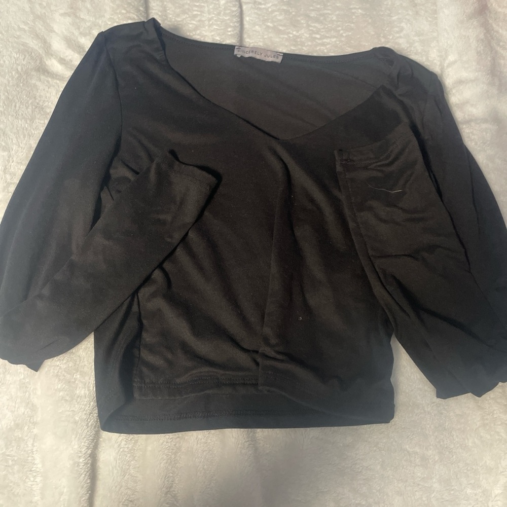 Cute black low cut crop top